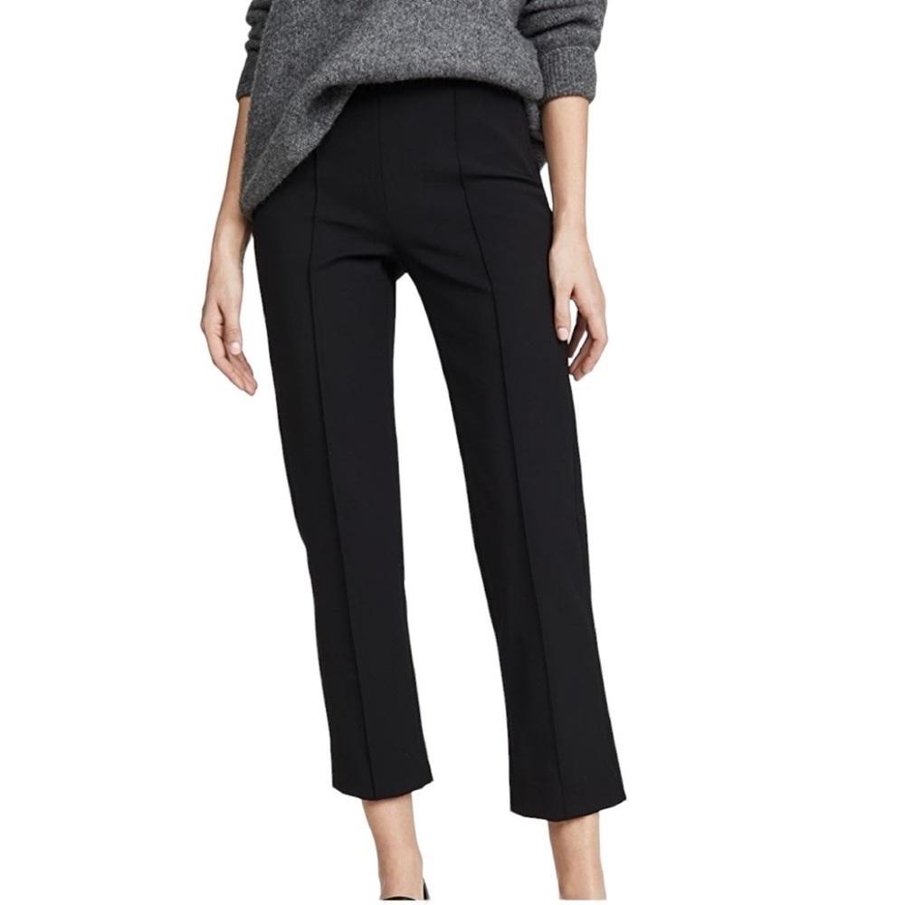 Vince Stove Pipe pintuck cropped trouser black dress pants Sz 2